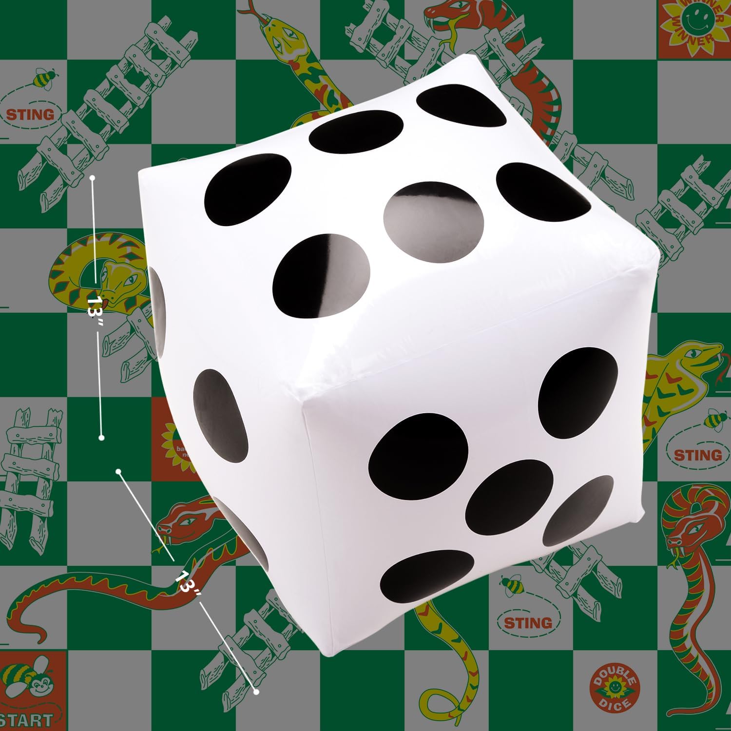 Novelty Place 13" Jumbo Inflatable Dice, Pack of 2, White and Black Giant Dice for Indoor and Outdoor Broad Game, Ludo and Pool Party