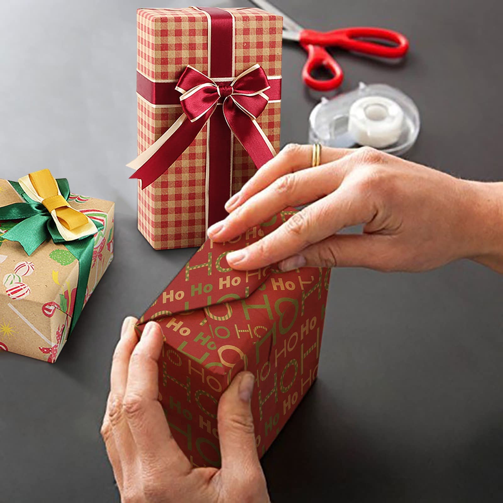 HOWAF 12 Fogli Carta Regalo Natale Blu, Carta da Regalo Natalizia, Carta Regalo Natalizia, Carta da Regalo Natale, Babbo Natale Albero di Natale Carta Regali Natale per Imballaggio Regali di Natale