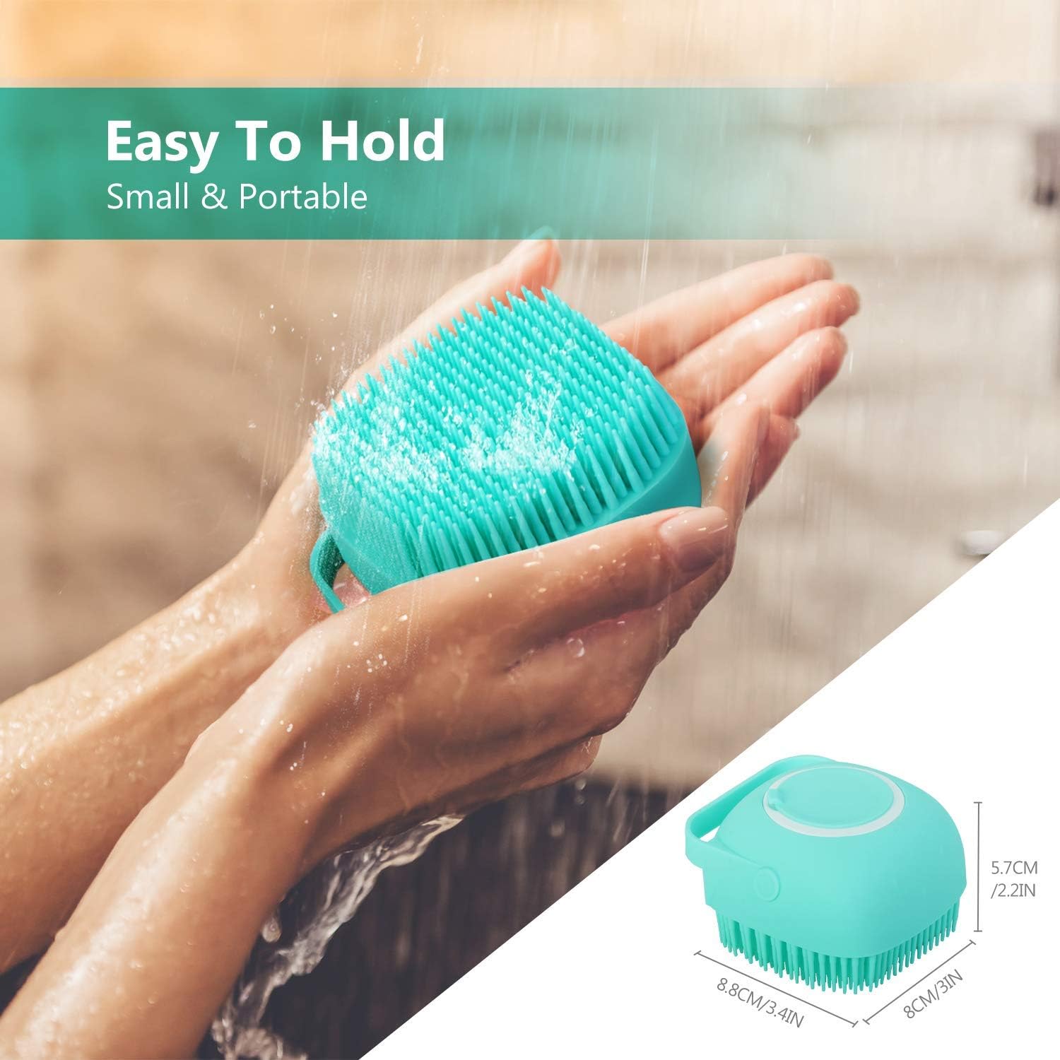 Exfoliating Silicone Body Scrubber , 2 in 1 Bath and Shampoo Brush with Soap Dispenser-Can Filled with 80ML Liquid Scalp Massager for Women, Men, Children Lather Well, Long Lasting (Blue)