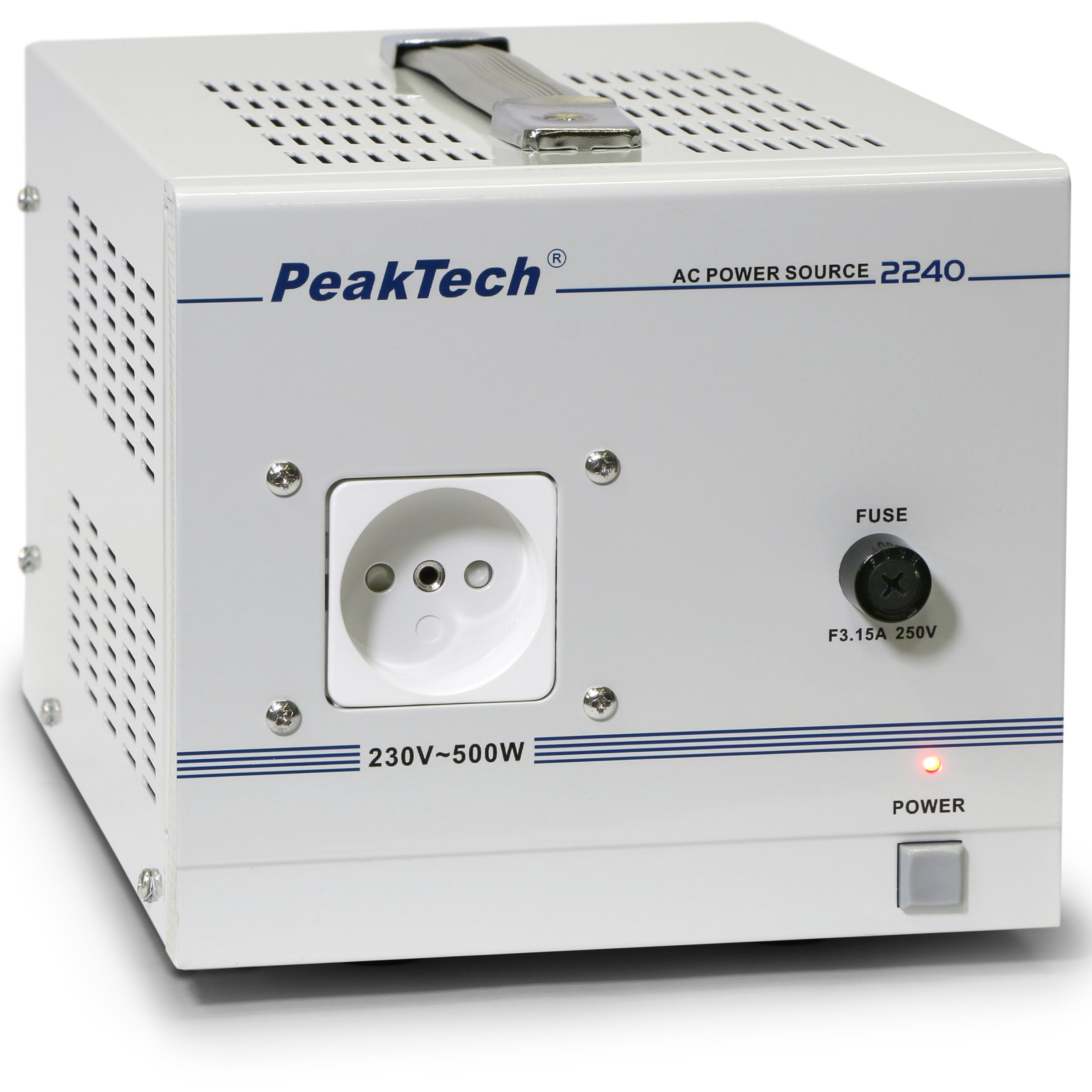 PeakTech 2240 - Transformador de Aislamiento, Dispositivo de Medición, Toroidal, Galvánico, Clase de Protección 1, Uso Móvil, Voltaje de Entrada 230 V, Potencia de Salida 500 W - 160 x 125 x 235 mm
