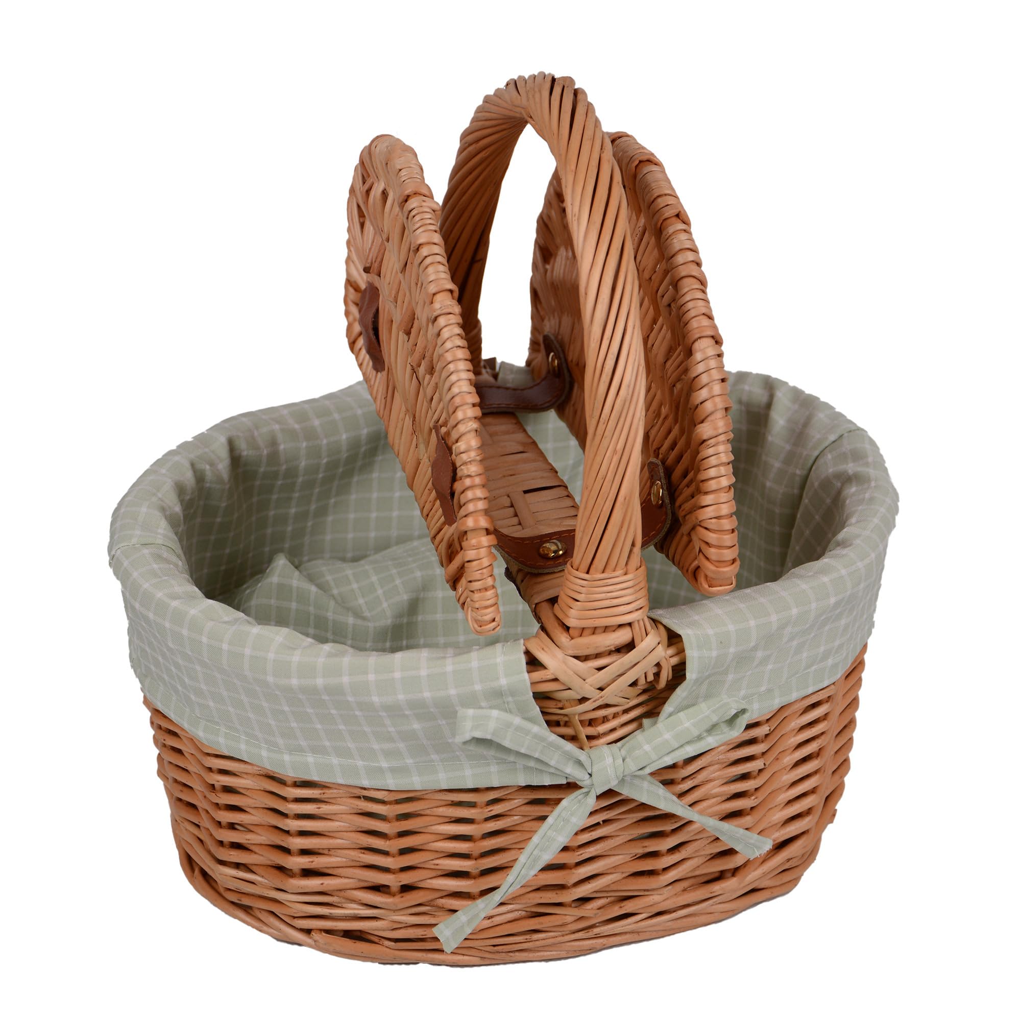 Cestino da picnic per bambini ovale con attrezzatura per 2 persone verde