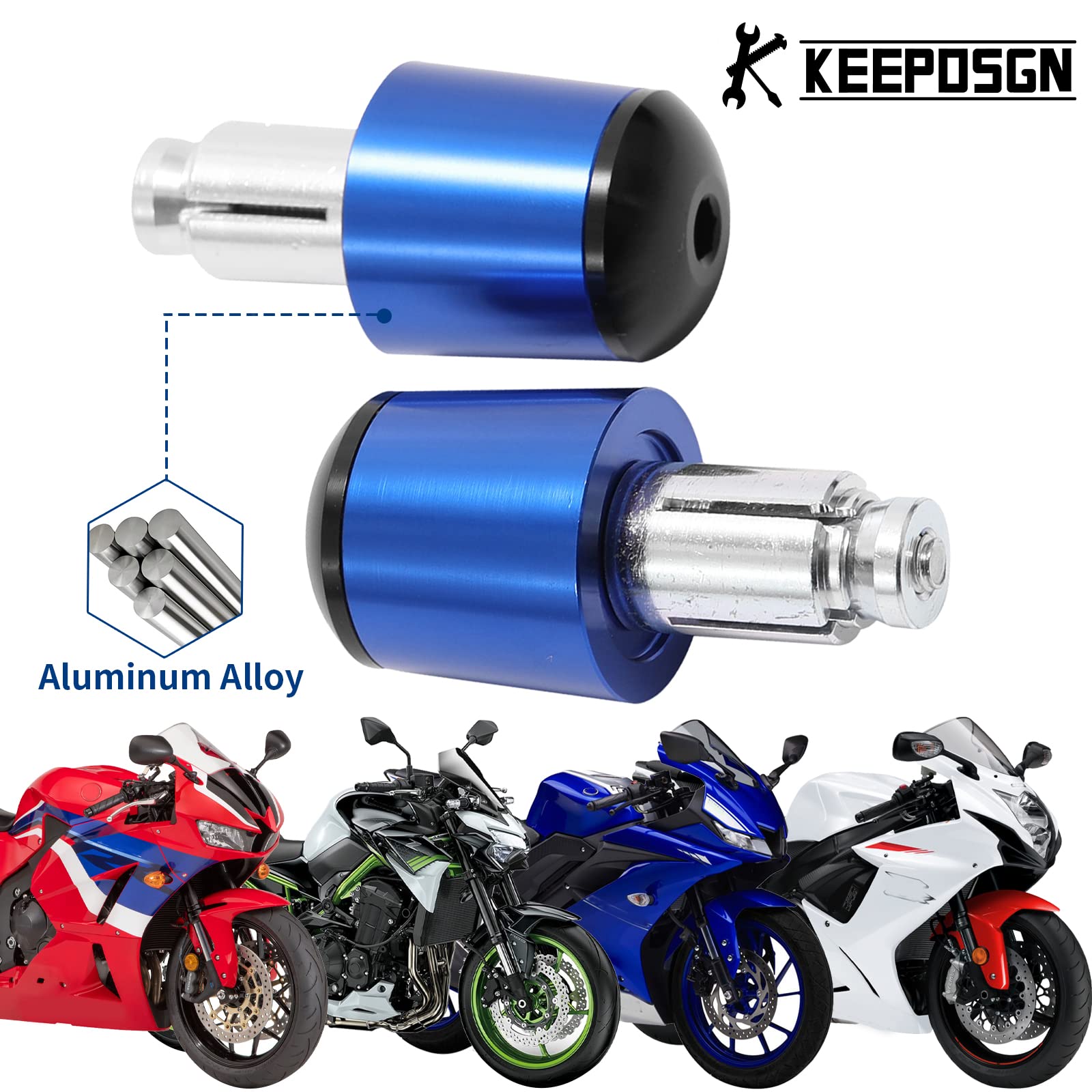 7/8" 13mm-22mm Tappi Manubrio Moto, Tappi Manubrio Moto in Alluminio Compatibili con Scooter Sport Bike Street Bike Cruiser.
