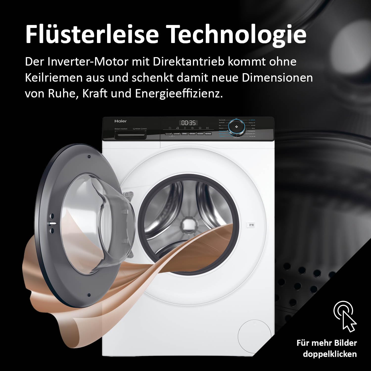 Haier I-PRO SERIES 3 HW80-B14939W Frontlader Waschmaschine 8kg 1400 U/Min A-Effizienz Direktantrieb Dampfprogramm