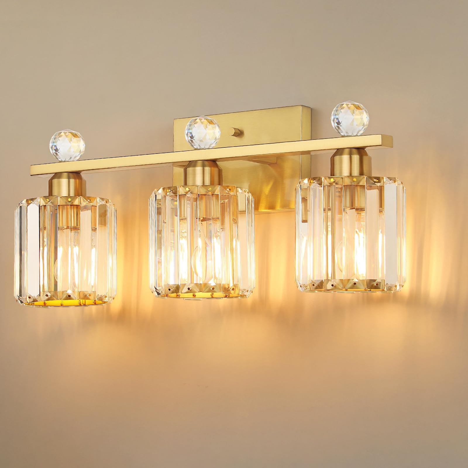 K9 Crystal Bathroom Light Fixtures, Modern Vanity Lights for Bathroom 3-Light Bath Wall Lighting?Gold?