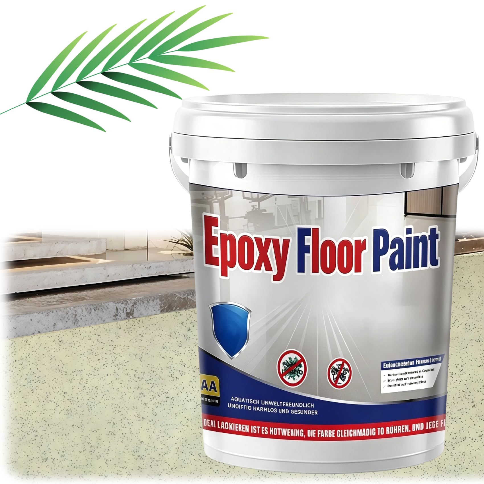 Jelaqmot Epoxy Colored Sand Floor Paint for Concrete, Garage, Basement & Outdoor, Self-Leveling Marble Effect, Waterproof Non-Slip (Beige)