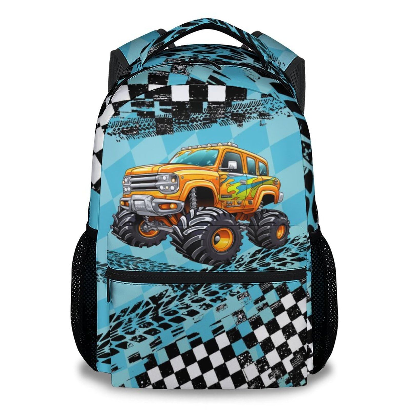 Boys Truck Backpack for School - 17 Inches Blue Backpacks for Teens Kids - Funny Truck Bookbag for