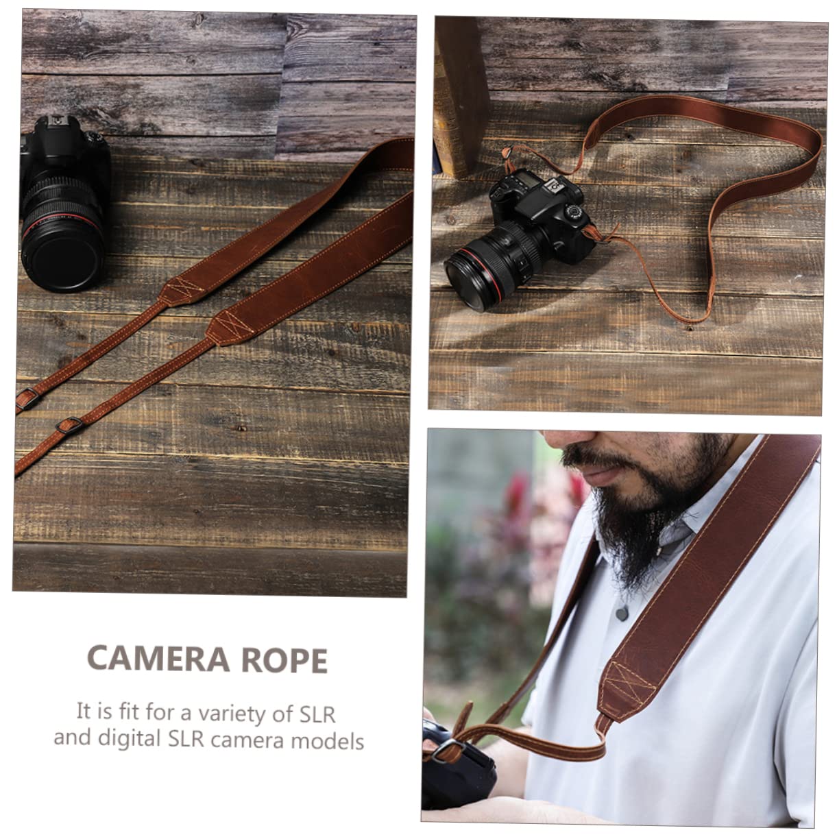 VILLCASE Correa de Hombro Ajustable de Cuero para Cámara Correa Profesional de Viaje Retro y Duradera para Fotógrafos