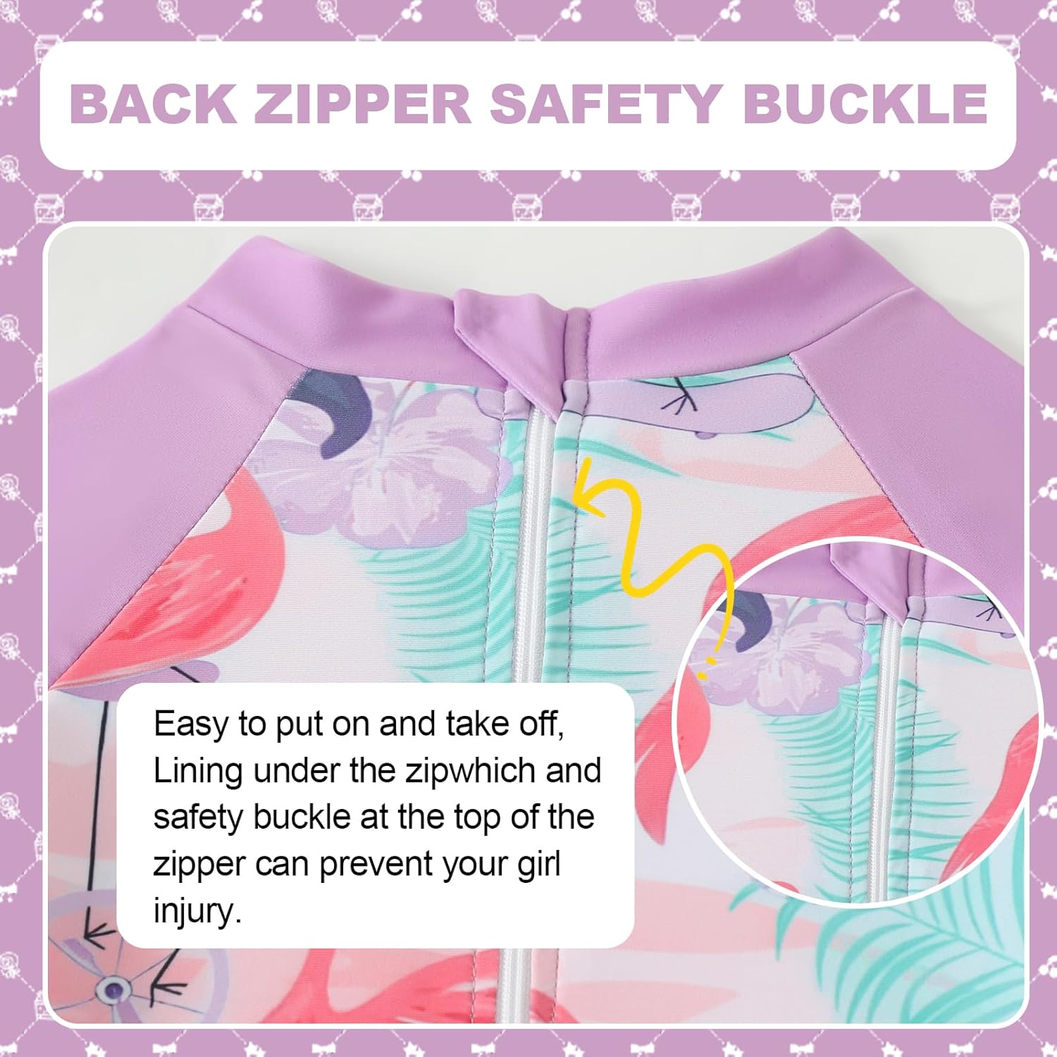 Girls One Piece Long Sleeve Swimsuit Rash Guard Zipper Bathing Suit UPF50+ Toddler Kids Beach Bikini Swimwear Suit - Image 4