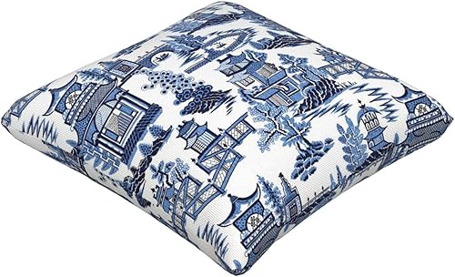 Miniatura 2 de Funda de almohada con estampado de porcelana azul y blanca de estilo chino, funda de almohada cuadrada de lino a la moda para sofá con cremallera