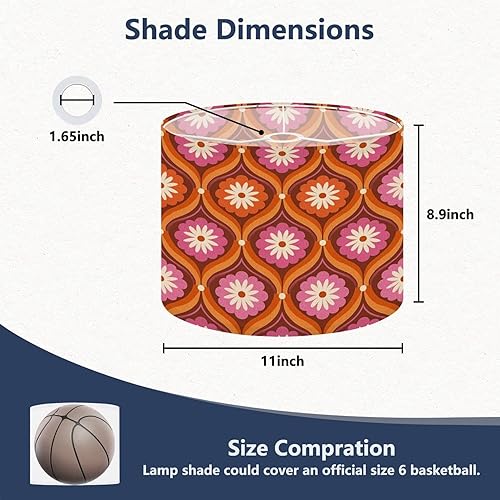 Miniatura 2 de Juego de 2 pantallas de lámpara retro sin costuras de los años 70 de los años 60 y 70 de estilo estético para lámparas de pie, lámparas de mesa,