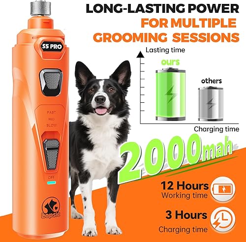 Miniatura 8 de Whisper - Molinillo de uñas silencioso para perros con 4 luces LED, seguro y sin estrés para perros sensibles de todas las razas y tamaños, 3 brocas