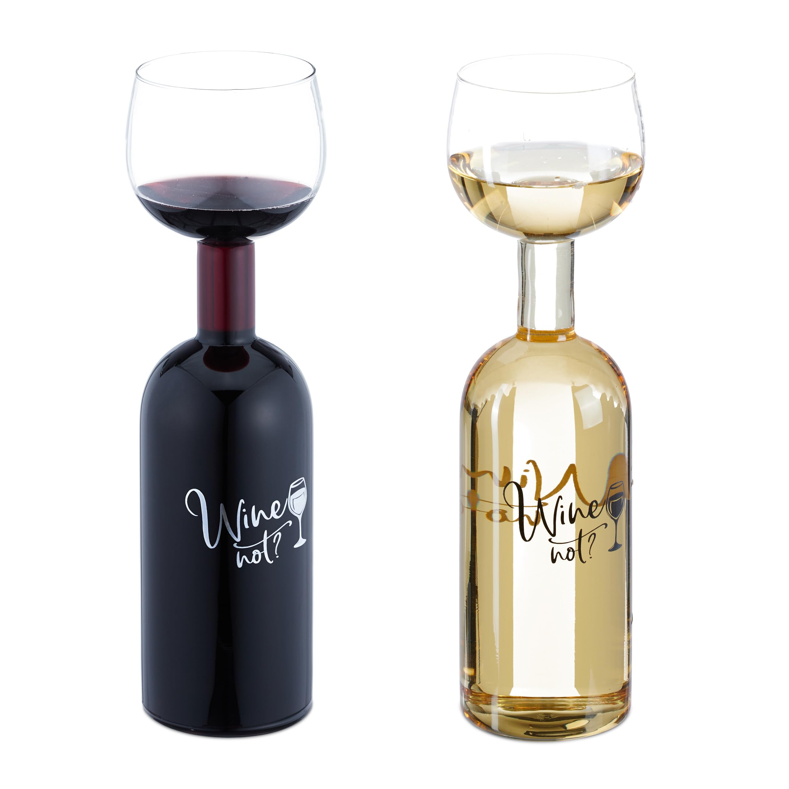 Relaxdays Szklana butelka do wina, XL kieliszek do wina z sentencją, zabawny prezent dla miłośników wina, 750 ml, przezroczysta