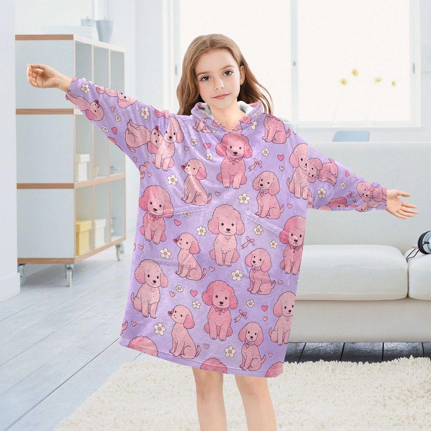 GuoChe Wearable Blanket Hoodie Oversized Flannel Blanket Hoodie image 5