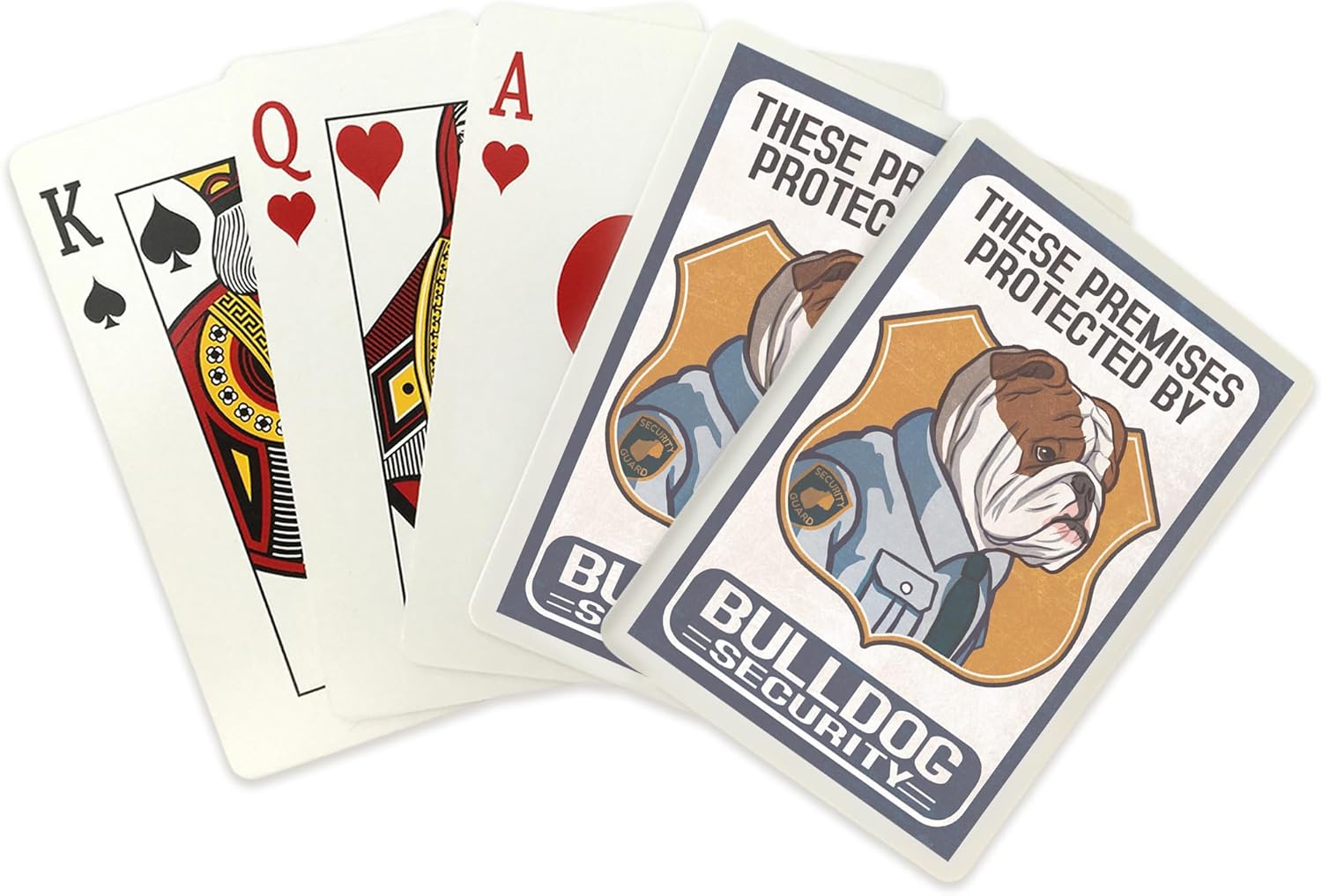 Lantern Press English Bulldog Security, Dog Sign, 52 Playing Cards for Adults, Poker Size Card Deck