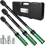 Uharbour Set di Chiavi Dinamometriche da 1/4", 3/8" e 1/2 Pollici, 3-25 Nm, 5-60 Nm, 20-230 Nm, Chiave Dinamometrica per Auto, Moto e Bicicletta con Adattatore 1/2", 3/8", 1/4", Precisione ±3% - 1
