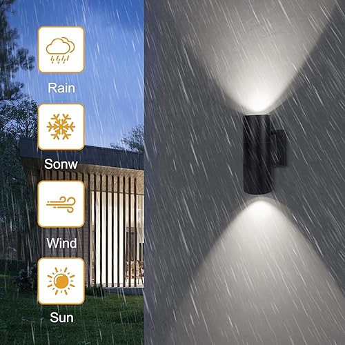 Miniatura 5 de Luces de arriba y abajo para exteriores, lámpara cilíndrica de aluminio impermeable, accesorio de iluminación de pared exterior para casa, porche,