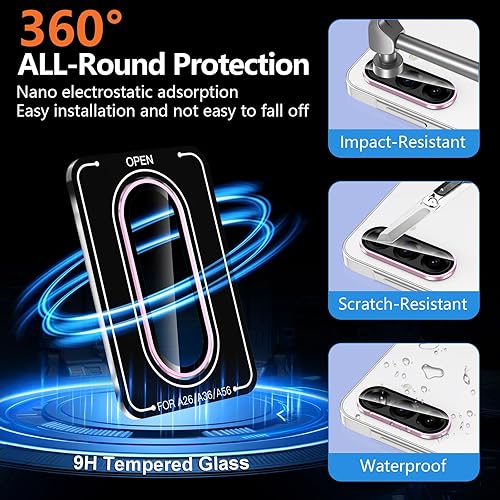 Vista 531 de para Samsung Galaxy Z Flip 7 Protector de Lente de Cámara, Cubierta de Lente de Vidrio Templado con Anillo de Metal Individual, [Fuerte Adhesión] 1