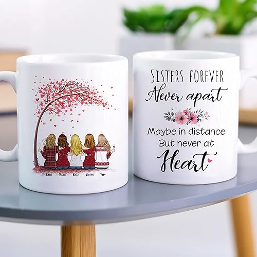 Miniatura 3 de Gossby Taza de café personalizada para hermana, regalo personalizado para hermana para mujeres con diseño y nombre, cumpleaños, Navidad, larga