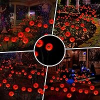 Vista 3 de Decoraciones de Halloween al aire libre, luces solares espeluznantes, 12 luces LED aterradoras de globos oculares oscilantes de luciérnaga