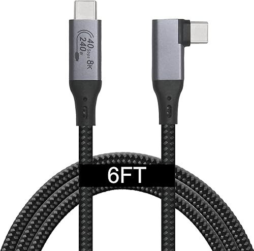 VEBNER Câble USB-4 coudé compatible avec Thunderbolt - 1,8 m