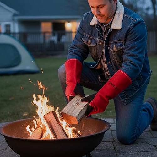 Miniatura 8 de Guantes de soldadura de 16 pulgadas a prueba de calor 932F para soldadura MIGTIGStickForja (M)