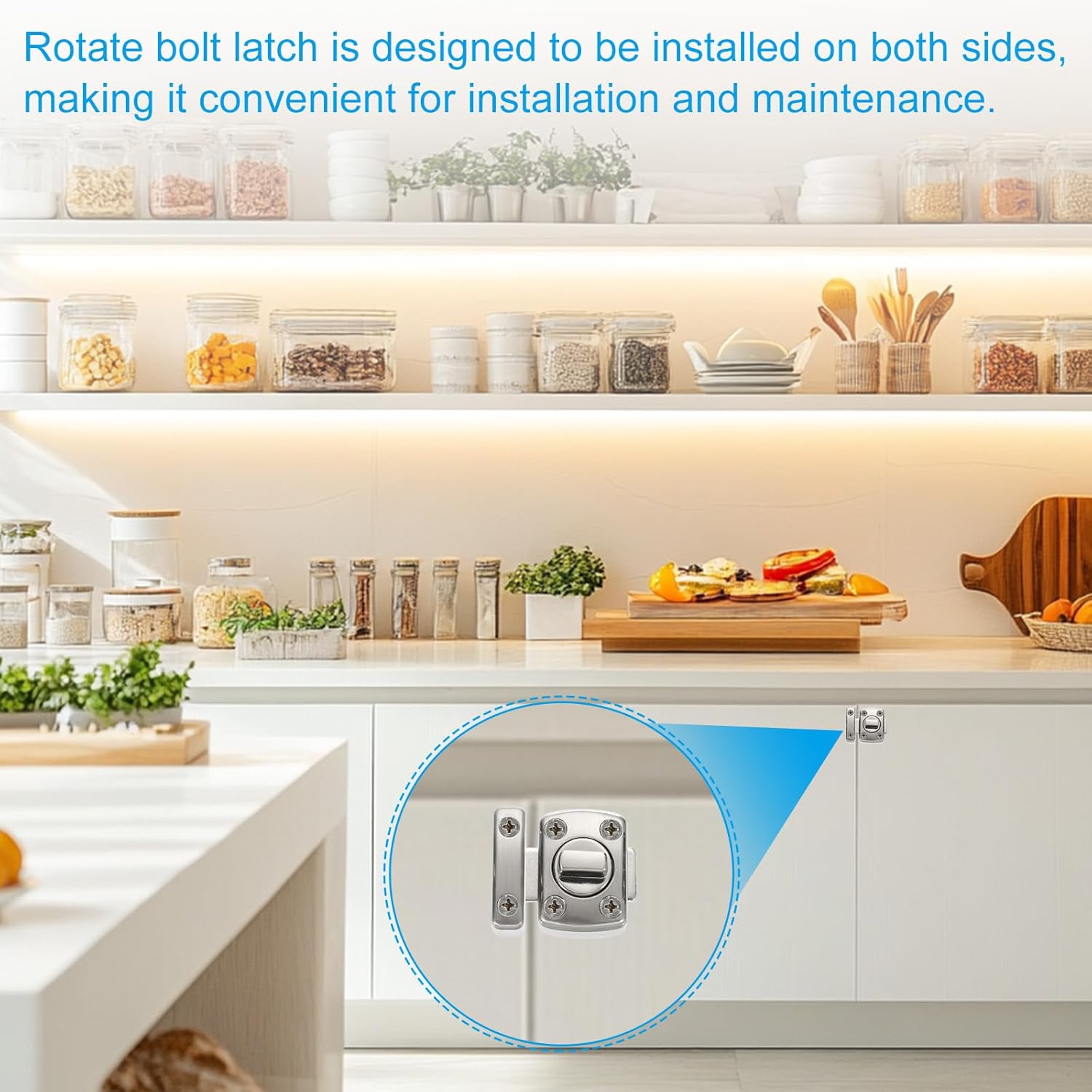 PATIKIL Rotate Bolt Latch, Zinc Alloy Gate Latch Safety Door Lock Security Door Slide Latch Pet Door Lock with Screws for Cabinet Closet Furniture White