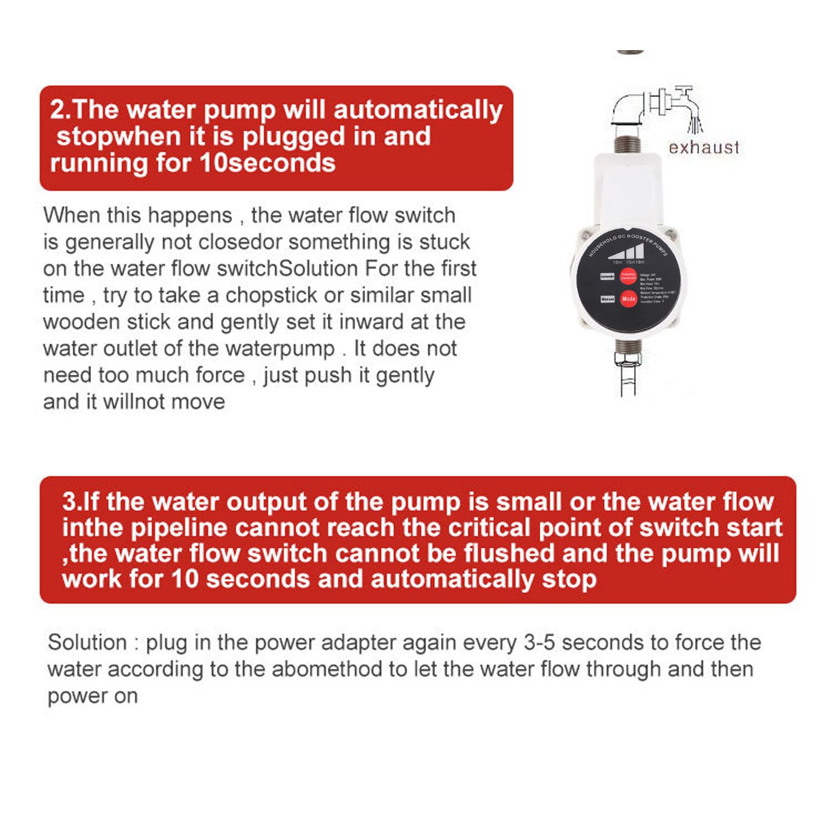 Pompa Booster Doccia, Compressore Acqua a Risparmio Energetico 475,5 GPH 80 W con Tubo Corrugato e 3 Ingranaggi, Adatto per Rubinetti, WC, Caldaie, Bagni Doccia, Cucine (Spina europea)