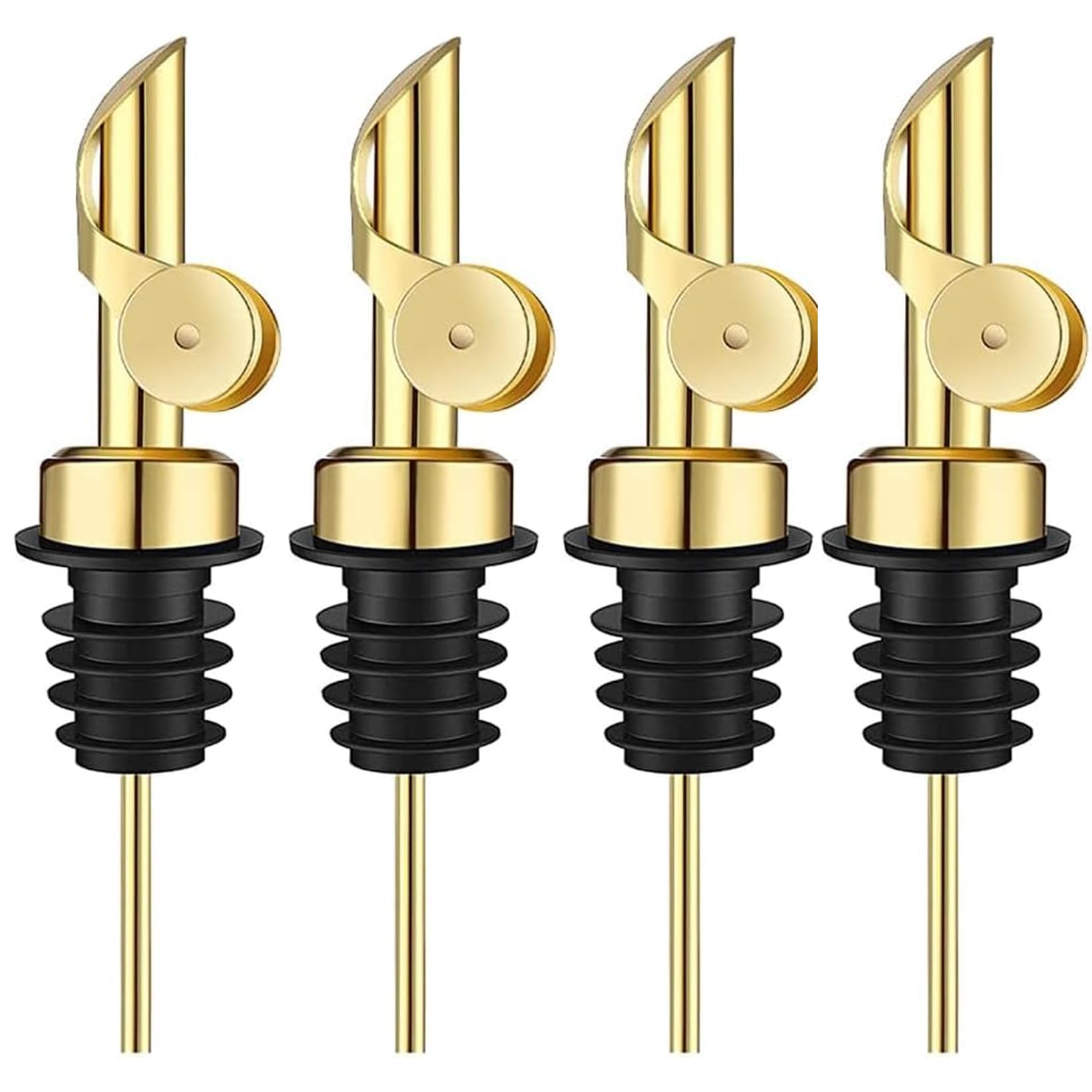 Pafuen 4 Pack Liquor Pour Spout, Oil Pourer, Olive Oil Pour Spout for Olive Oil Dispenser (Gold)