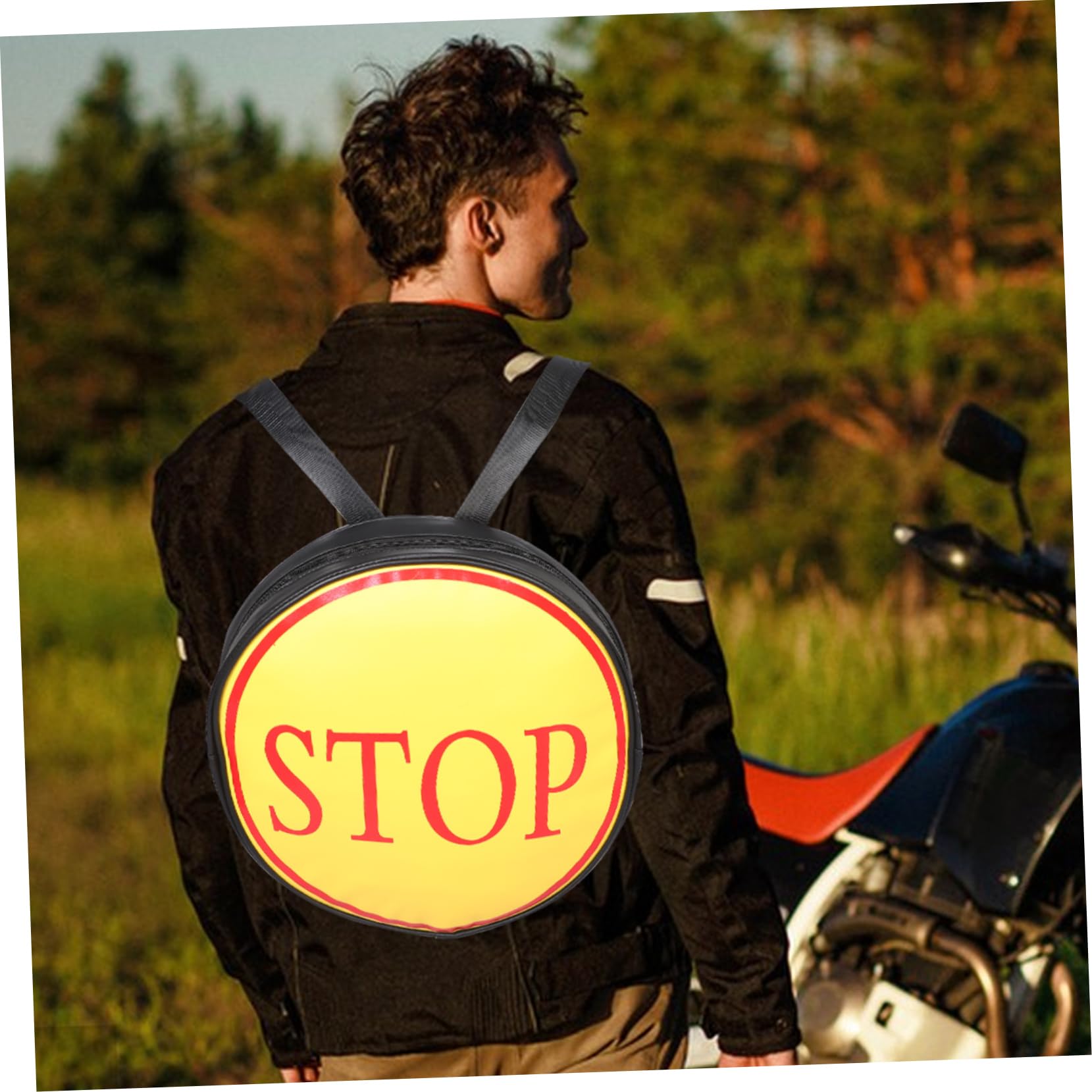 Zaino da Moto in Pu Tracolla Ergonomica, Design Stampato Unico, per Viaggi in Spostamenti Quotidiani