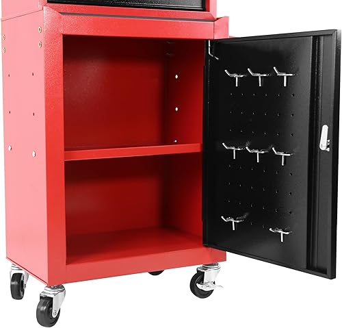 Miniatura 3 de 【LuckyNote】Cofre con ruedas con 3 cajones, caja de herramientas con armario de almacenamiento grande y estante ajustable, caja superior portátil