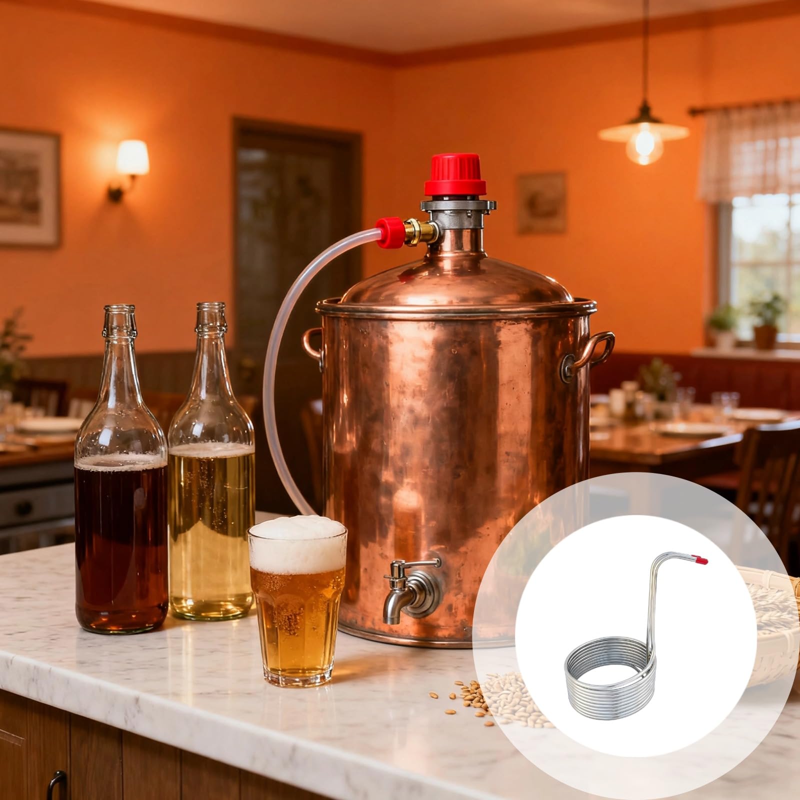 Generisch 304-Edelstahl-Kühlspirale, Tauchkühler für Würze mit 0,4 Zoll, 1 cm Durchmesser, für Home Brewing, schnelles Kühlen von Bier, kompaktes Design, 13,8 Zoll, 35 cm Höhe