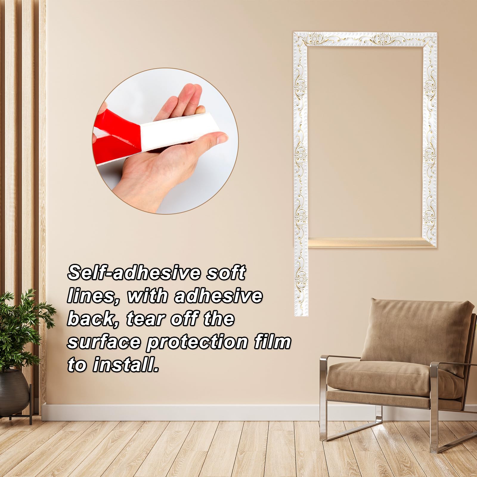 6 Metros Molduras Decorativas para Pared, Moldura Adhesiva de Despegar y Pegar, Borde de Pared Decoración, Flexible Tiras Decorativas Autoadhesiva para Marco de Espejo, Hogar (Blanco, 3,6cm W)