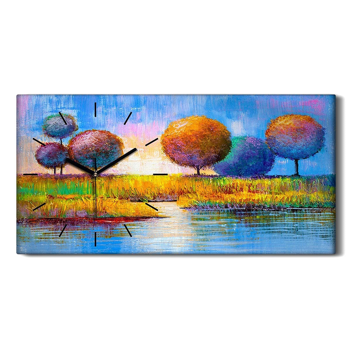Horloge sur Toile Rivière d'Été Coloray 60x30cm pour Décoration Chambre et Salon