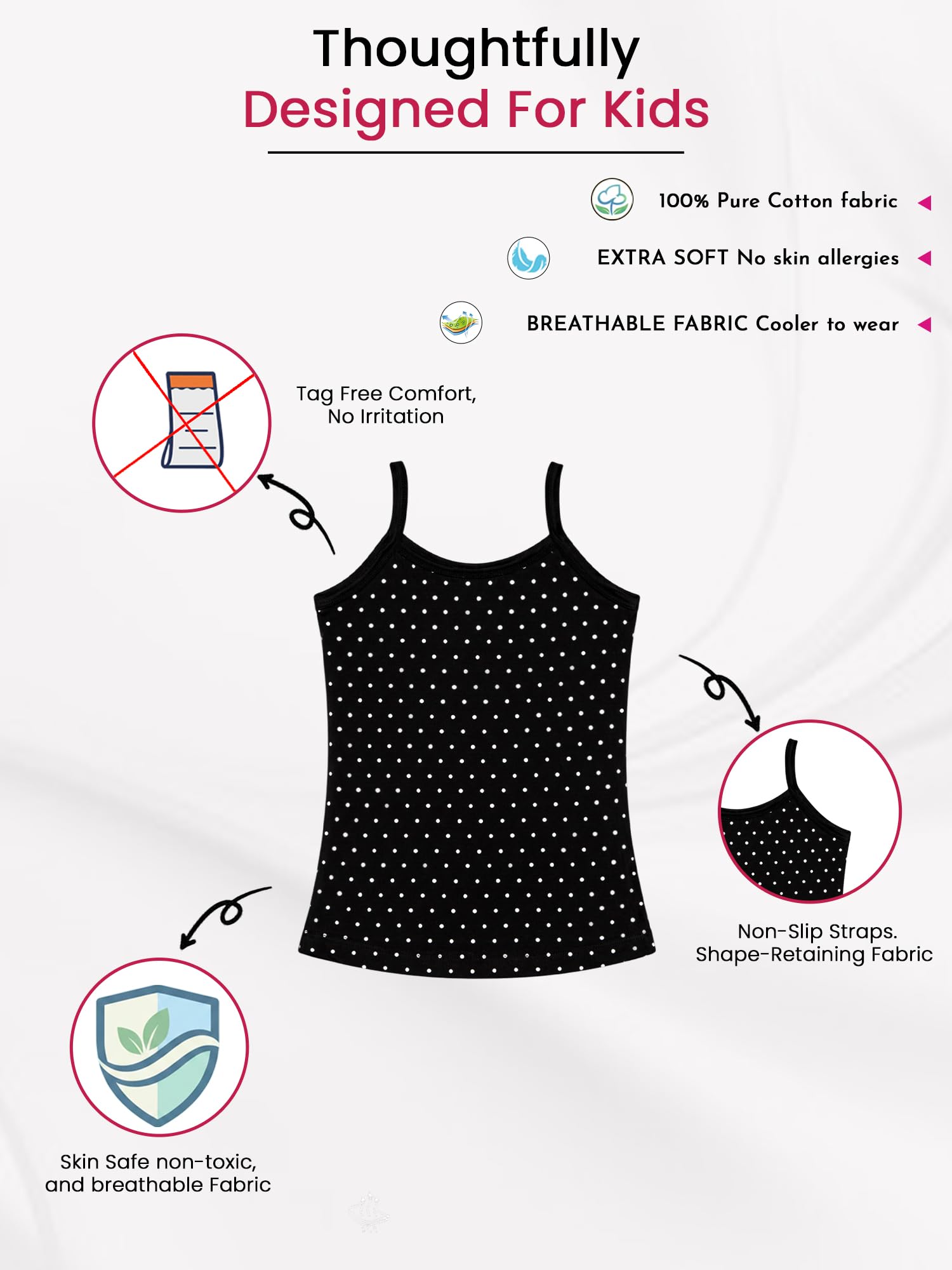 BODYCARE Girls Vest Dori Neck | Regular Fit | 100% Cotton |Sleeveless Solid Assorted Pack of 2 3