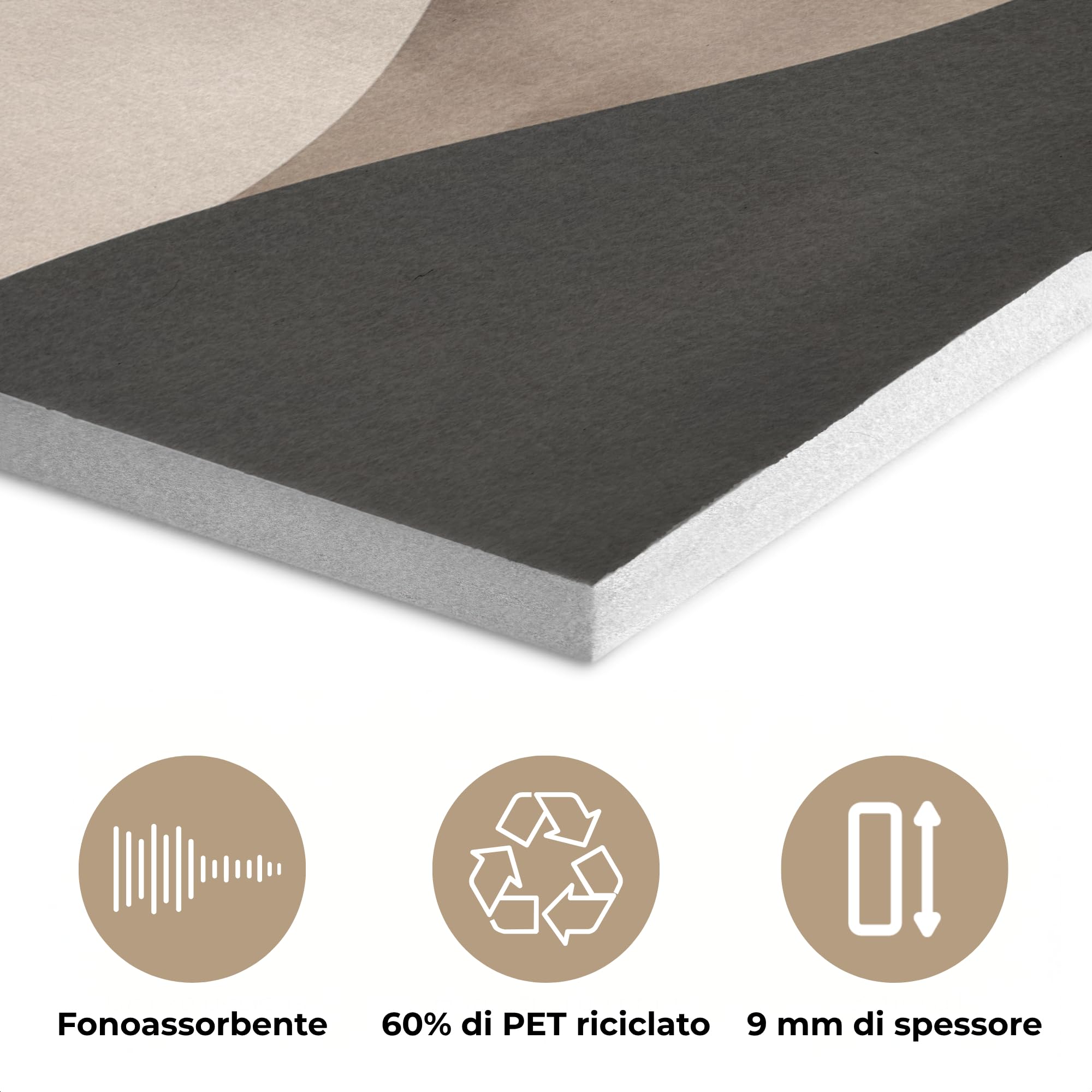 MuchoWow© Decorazione Moderna In Feltro Soggiorno 90x90 cm Pannello Parete Salotto Grande Cornice Camera Letto Astratto - Paesaggio - Onde - Crema