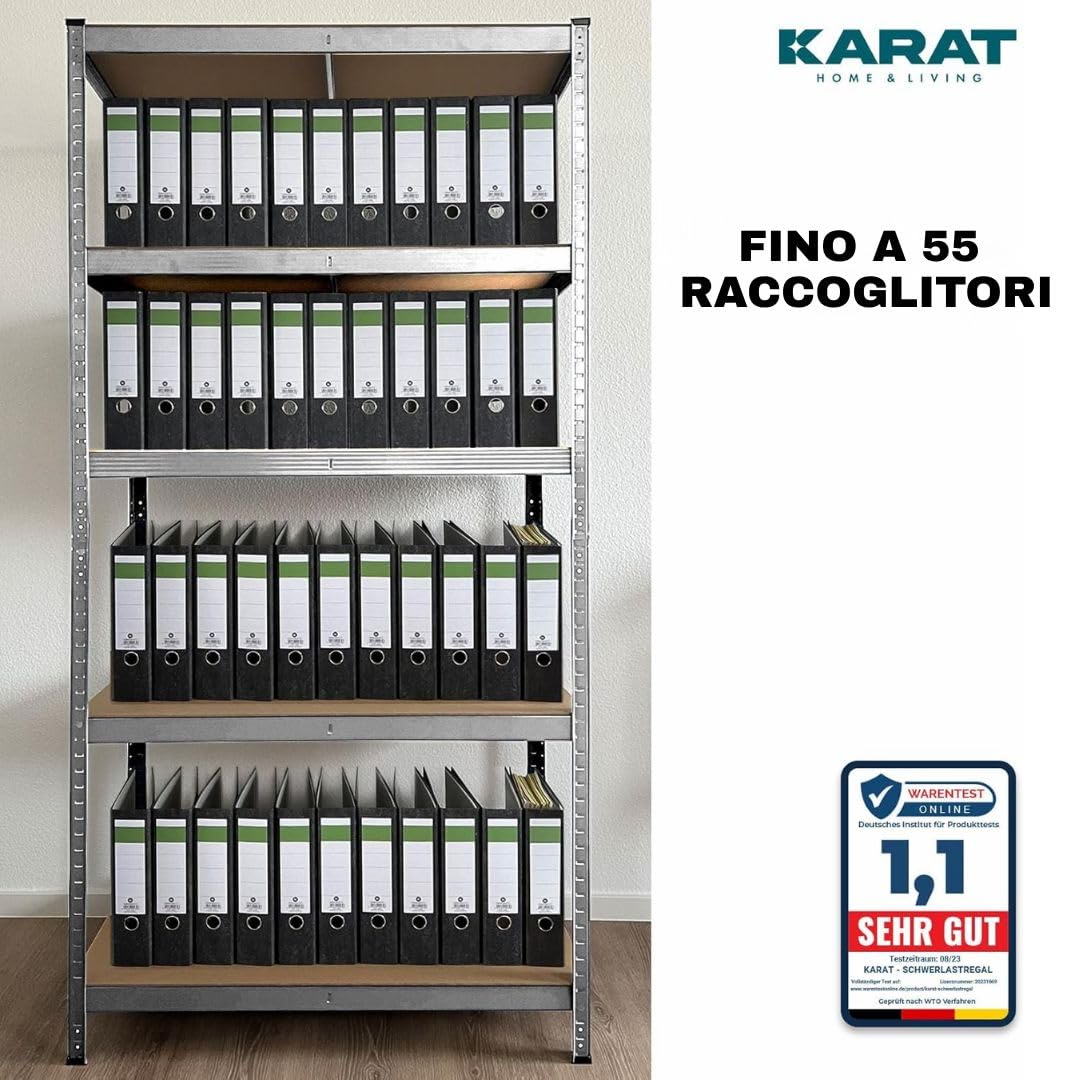 OfficeMarshal L Confezione doppia di scaffali per carichi pesanti zincati, 200 x 100 x 50 cm, scaffalatura, scaffalatura, scaffale, sistema a incastro montato senza attrezzi (Lakota)