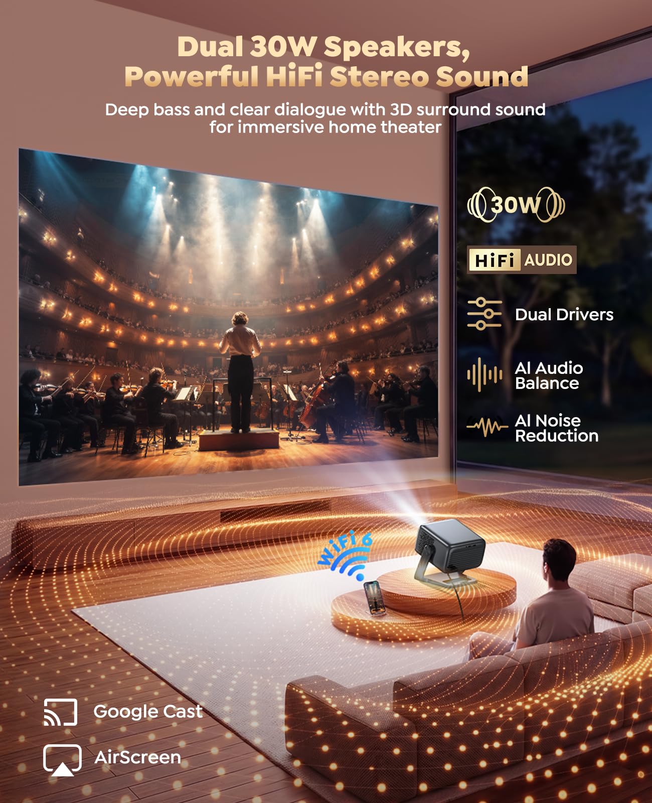 Amazon.co.jp: PUTRIMS P66 Home Projector, 4K (Official Google TV
