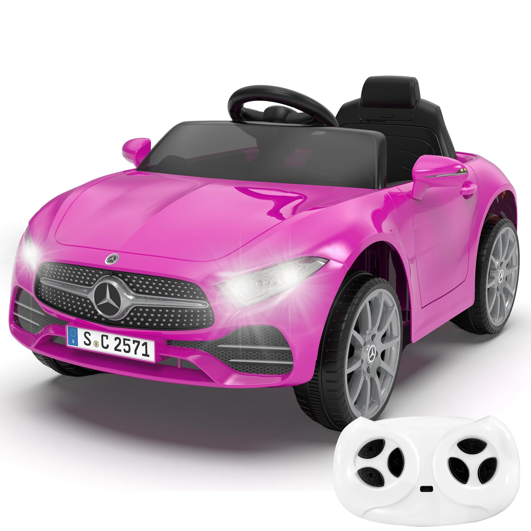 12V Kids Ride On Car with 2.4G Remote Control,Battery Powered Electric Car Ride On Vehicle Double Doors, 5 Point Safety Belt,LED Light (SC-Purple)