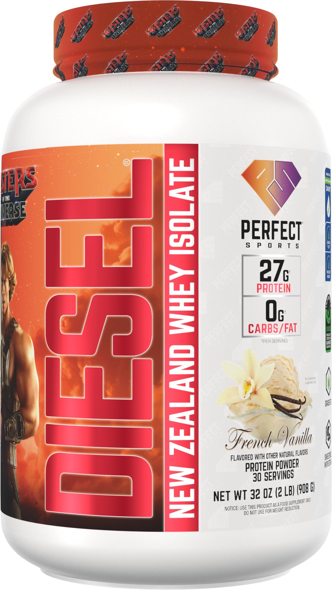 PERFECT SPORTS Masters of the Universe | Skeletor | Limited Edition Diesel New Zealand Whey Isolate Protein Powder | 26g Grass Fed Protein, | 2LB (Milk Chocolate) — Amazon image 9