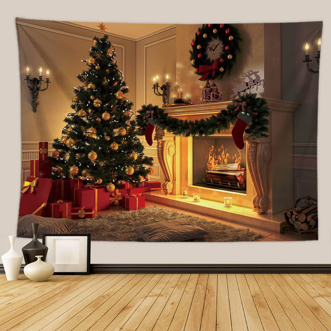 Amazon.co.jp: クリスマスツリー タペストリー カラー もみの木 壁掛け