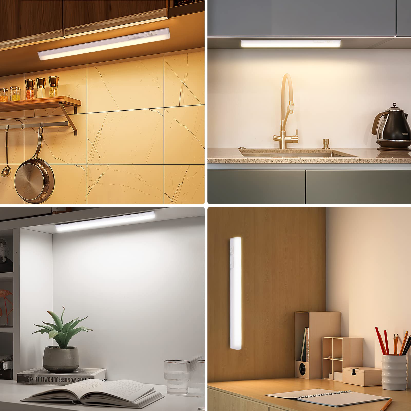 papasbox Luz Armario Cocina LED Enchufe EU, Luz Bajo Armario 13W 1300LM 6500K/4000K/3000K, Tira LED Conectable para Mueble Cocina, Lámpara Empotrable Techo/Pared con Interruptor, IP20 CE&RoHS