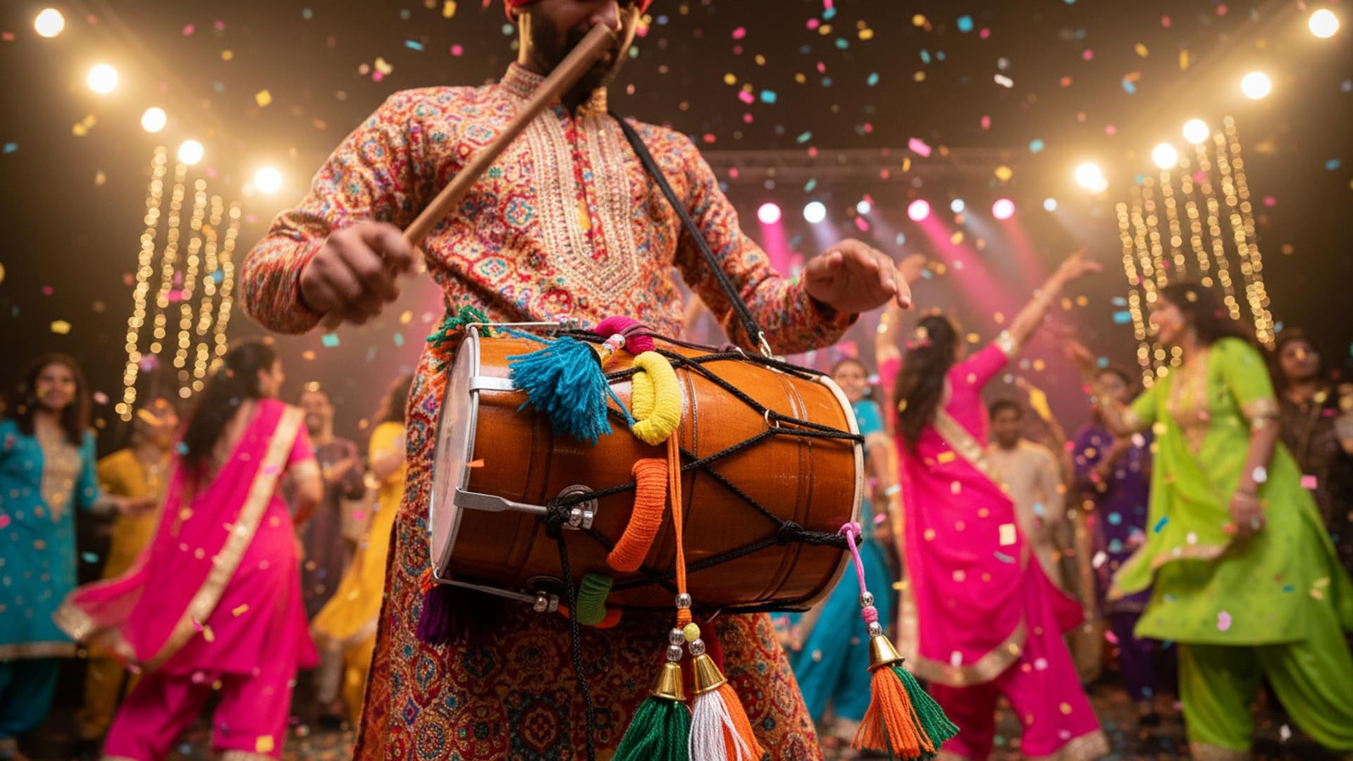 Bhangra Dhol aus Holz