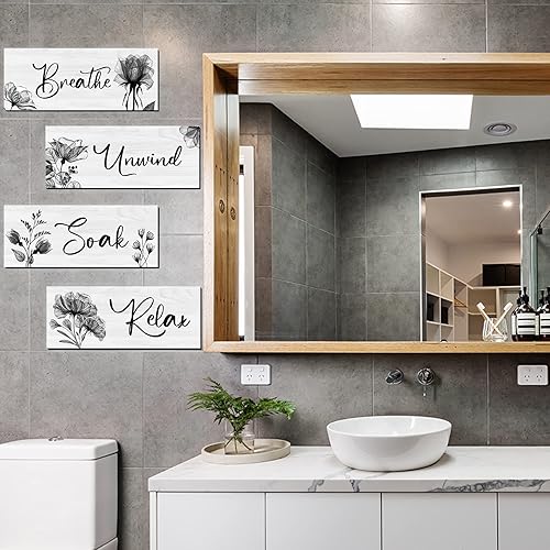 Miniatura 3 de 4 placas de madera para pared, decoración de baño grande para el hogar, spa y lavandería