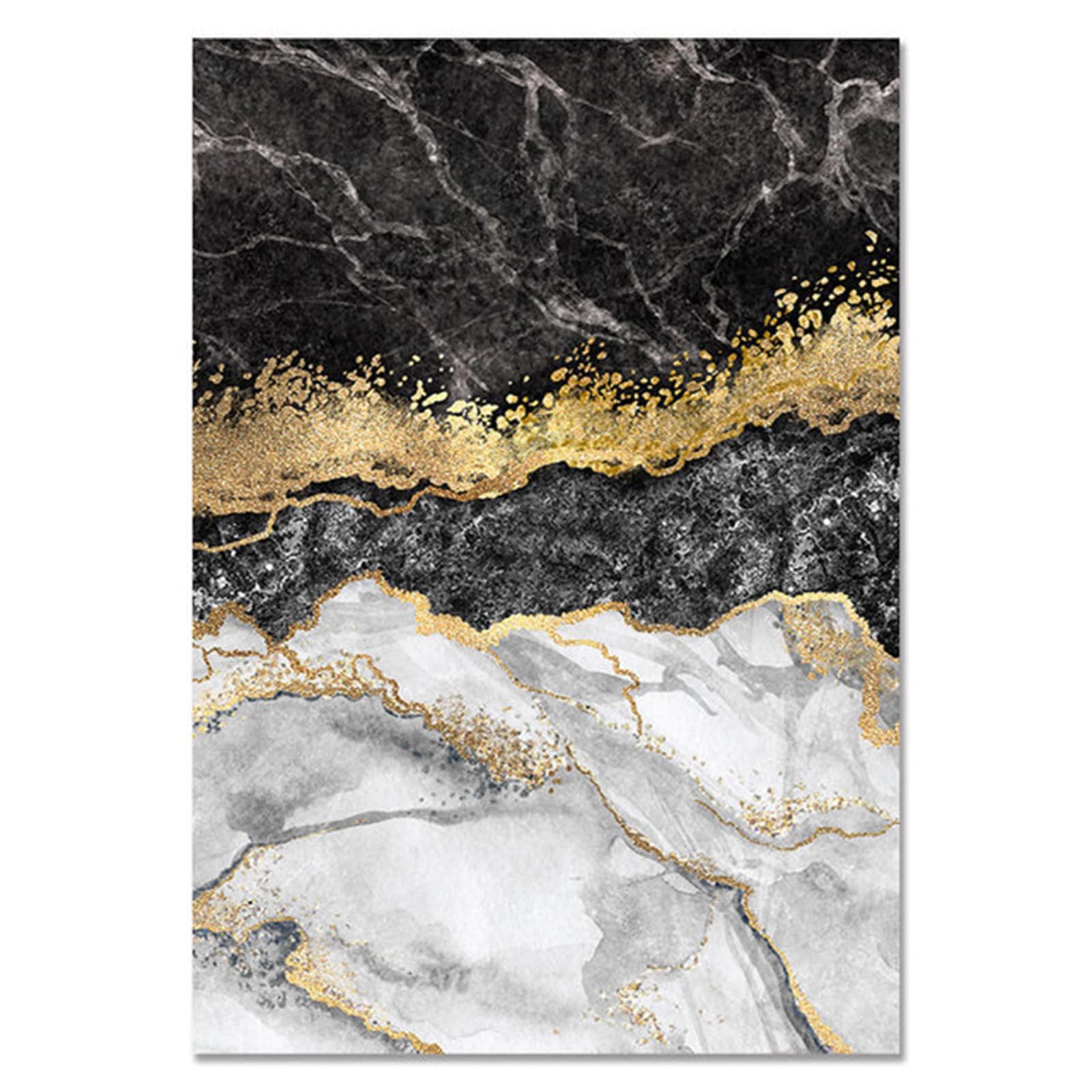HEHGVCF Poster da parete su tela, formato astratto marmo, nero, grigio, set da 50 x 70 cm, grigio dorato, fluido artistico da parete, grigio e grigio, senza cornice (A+L + C, 60