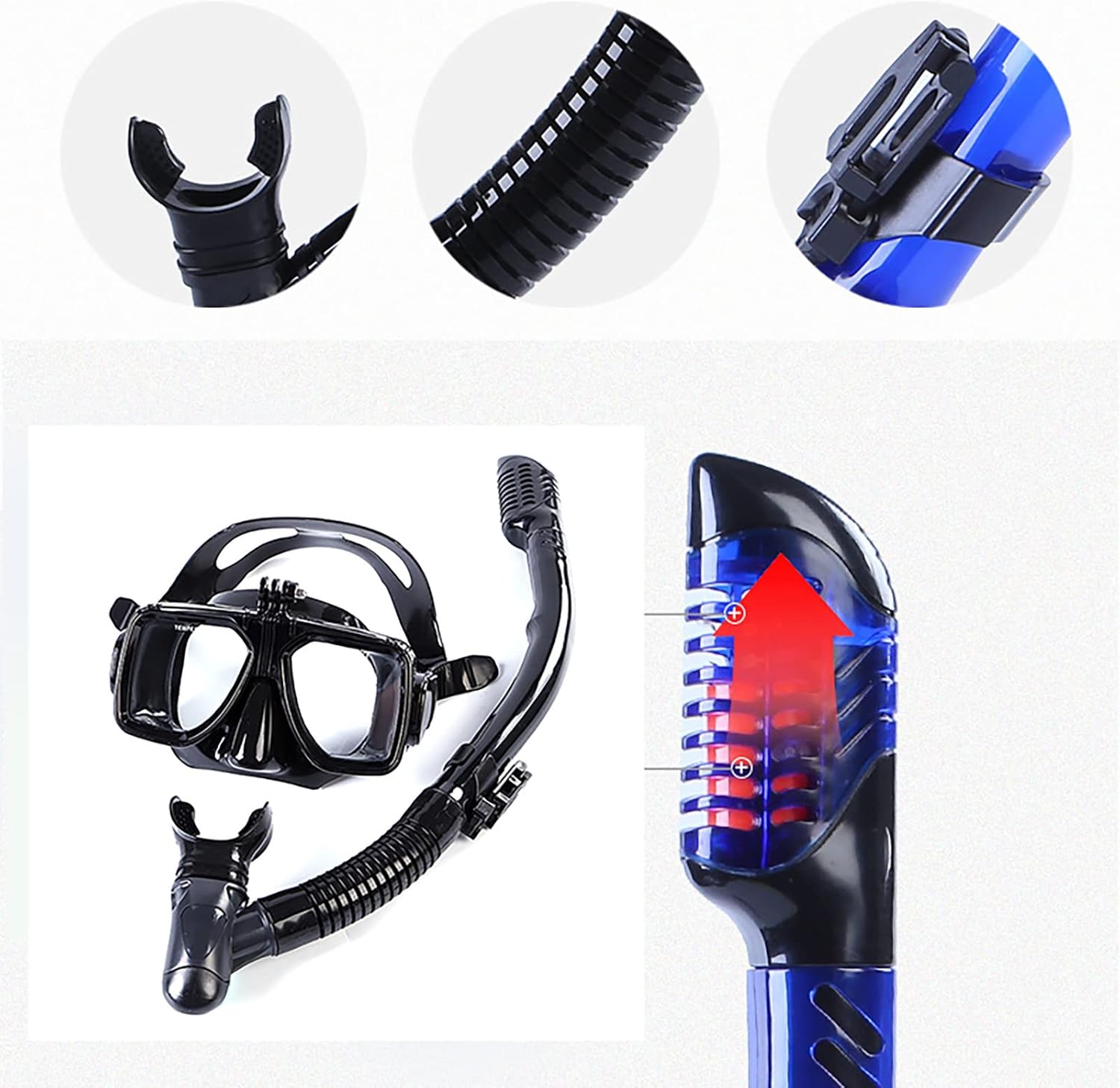 カメラマウント 付き ダイビングマスク &amp; シュノーケル 魚突き 銛 ダイビング 撮影 シュノーケル 素潜り アクションカメ
