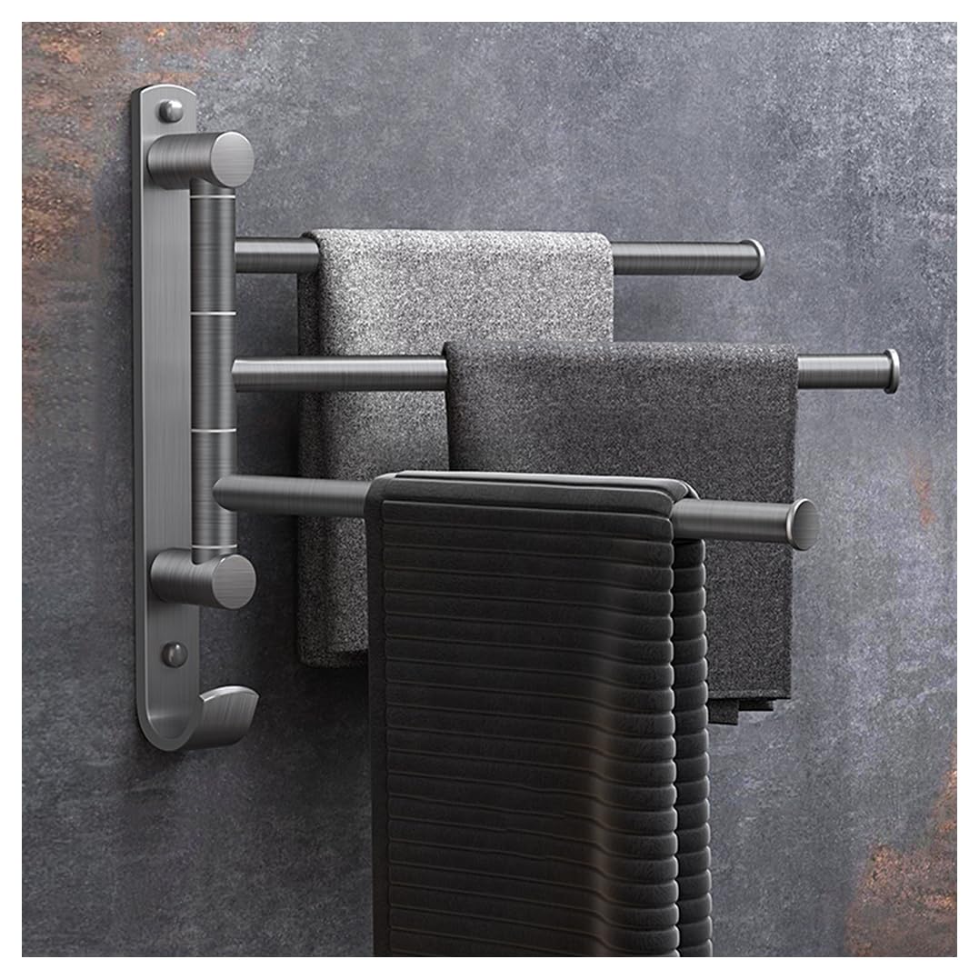 LMYSXAOZ Premium Stainless Steel Swing Out Towel Bar - Swivel Rack, Space Saving Swinging for Bathroom Brushed Finish Wall Mounted Holder Organizer 3Bar