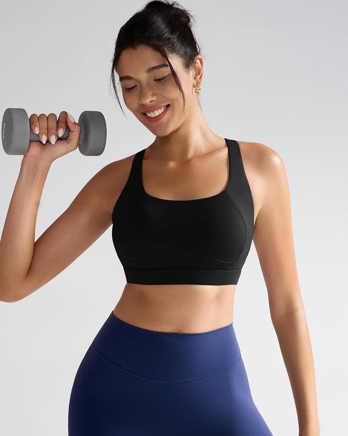 RUNNING GIRL Sports Bras for Women High Support,Racerback High Impact Grey Sports Bra Moulded Cup Workout Bra Push up - Image 6