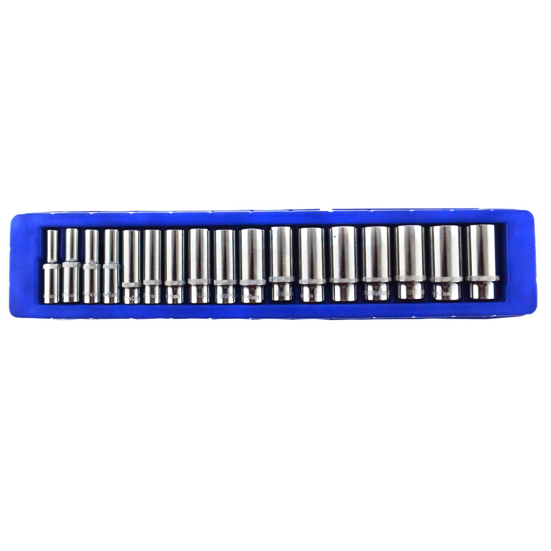 3/8'' gniazda metryczne z głębokimi gniazdami 8 mm - 24 mm 6-stronne pojedyncze gniazda sześciokątne 17 szt.