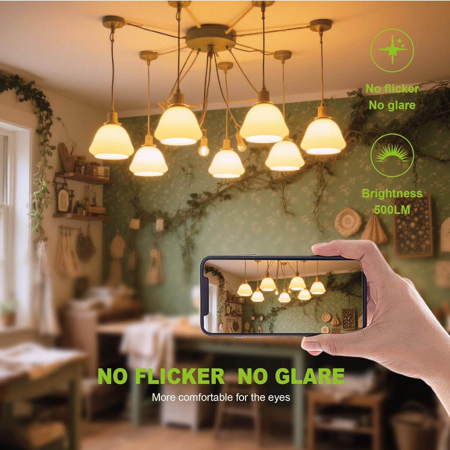 12 Pack E12 Dimmable 60W Equivalent LED Chandelier Light Bulbs, 4.5W Clear 2700K Soft Warm White 500LM B11 Vintage Filament Candle Light - Image 7