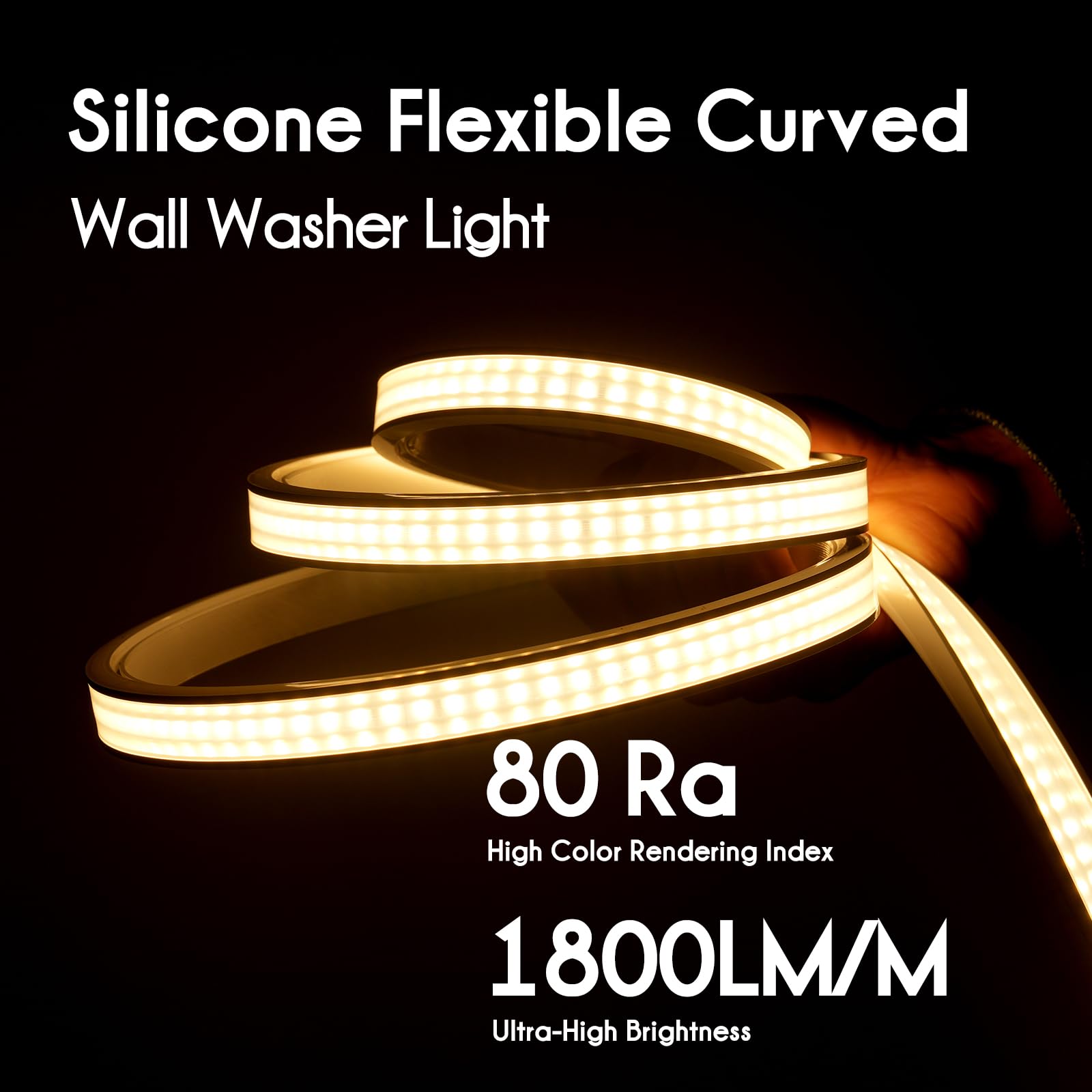 Shine Decor Luces flexibles de pared de 24 V, 16.4 pies, certificación UL, IP67, impermeable, lineal de 2700 K, blanco cálido para iluminación comercial al aire libre, edificios, bodas, iluminación de
